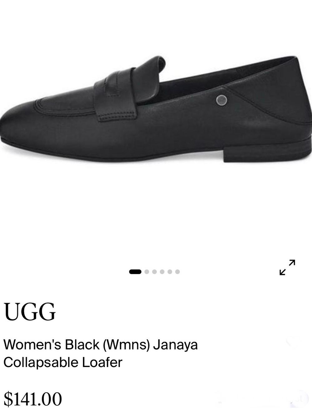 UGG Women's Black Leather Slip-On Loafer